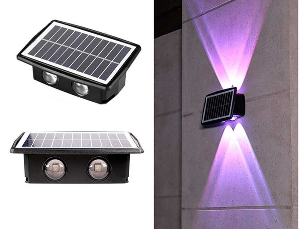Lauko sieninis saulės šviestuvas su led ir šviesos jutikliu ip65