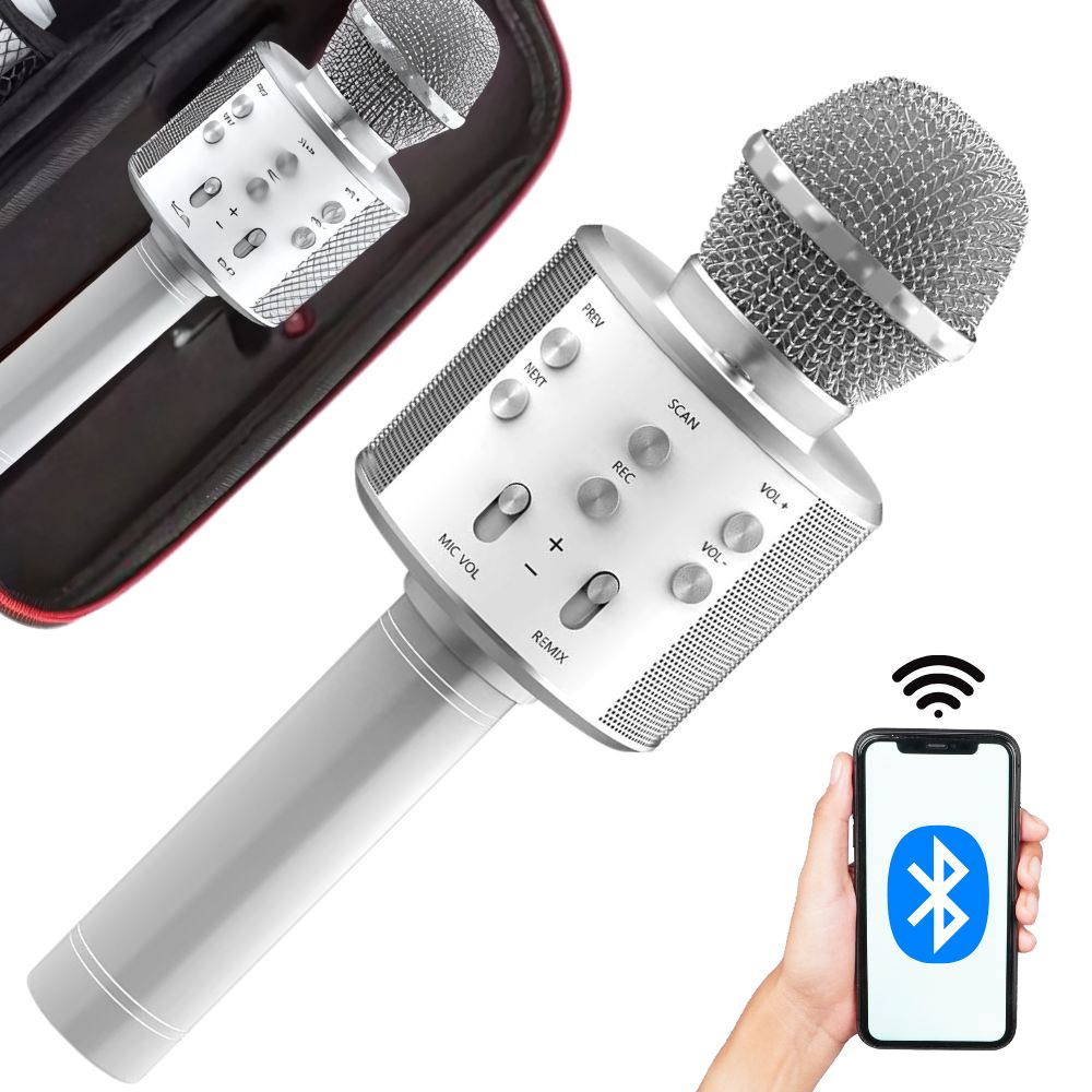 Belaidis mikrofonas su bluetooth ir karaoke garsiakalbiu, 22 cm