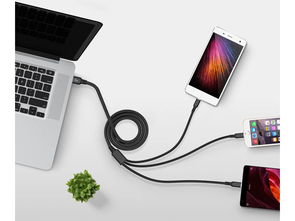 Usb laidas 3 viename telefonui 1,2 m
