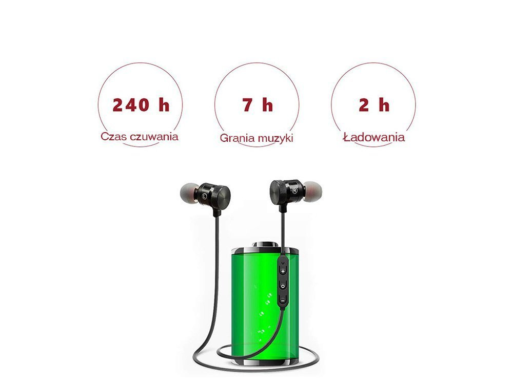 Belaidės ausinės sportui su bluetooth 4.1 ir magnetinėmis galvutėmis