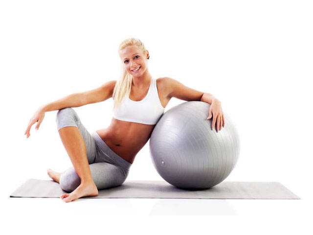 Gimnastikos kamuolys su pompa, 65 cm, raudonas