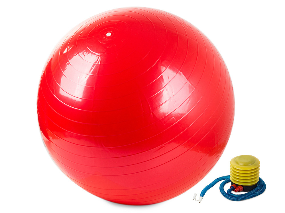 Gimnastikos kamuolys su pompa, 65 cm, raudonas