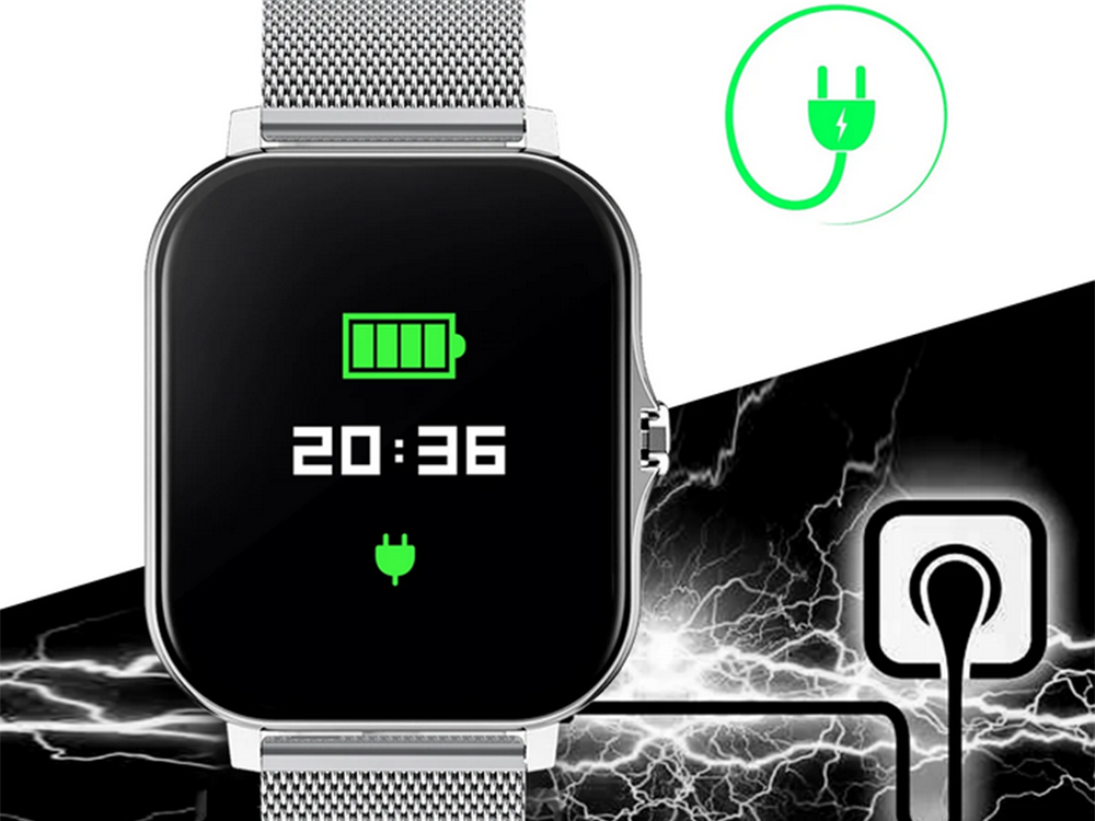 Išmanusis laikrodis su gumine apyranke, bluetooth, pilkas
