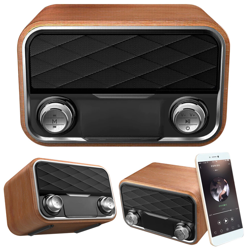 Belaidis garsiakalbis su bluetooth ir fm radiju, retro dizainas, 6w