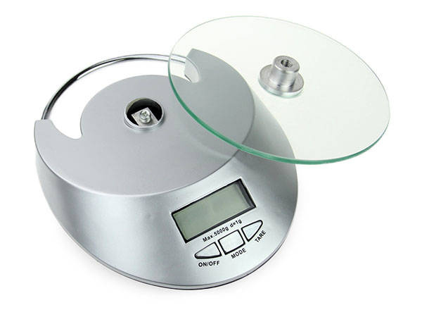 Elektroninės virtuvinės svarstyklės su stikline platforma 5 kg / 1 g