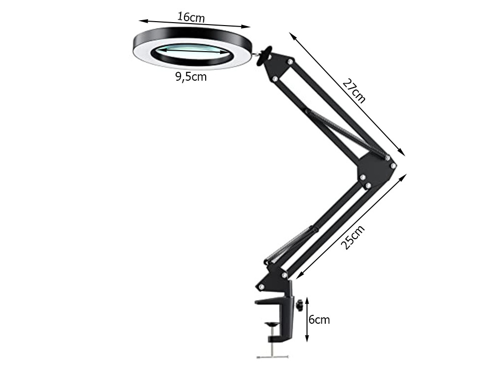 Kosmetinė lempa su didinamuoju stiklu, 54 led, 16 cm