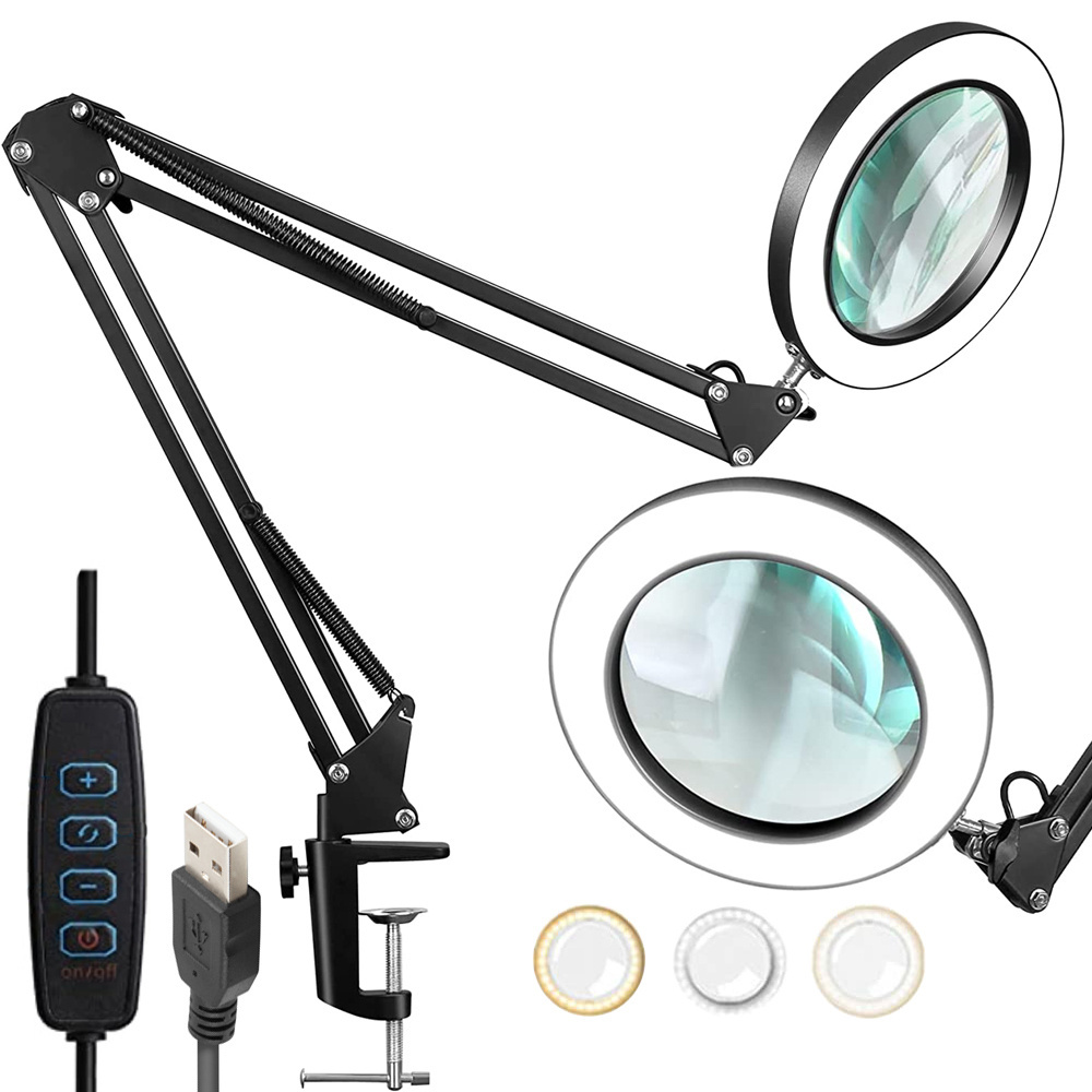 Kosmetinė lempa su didinamuoju stiklu, 54 led, 16 cm