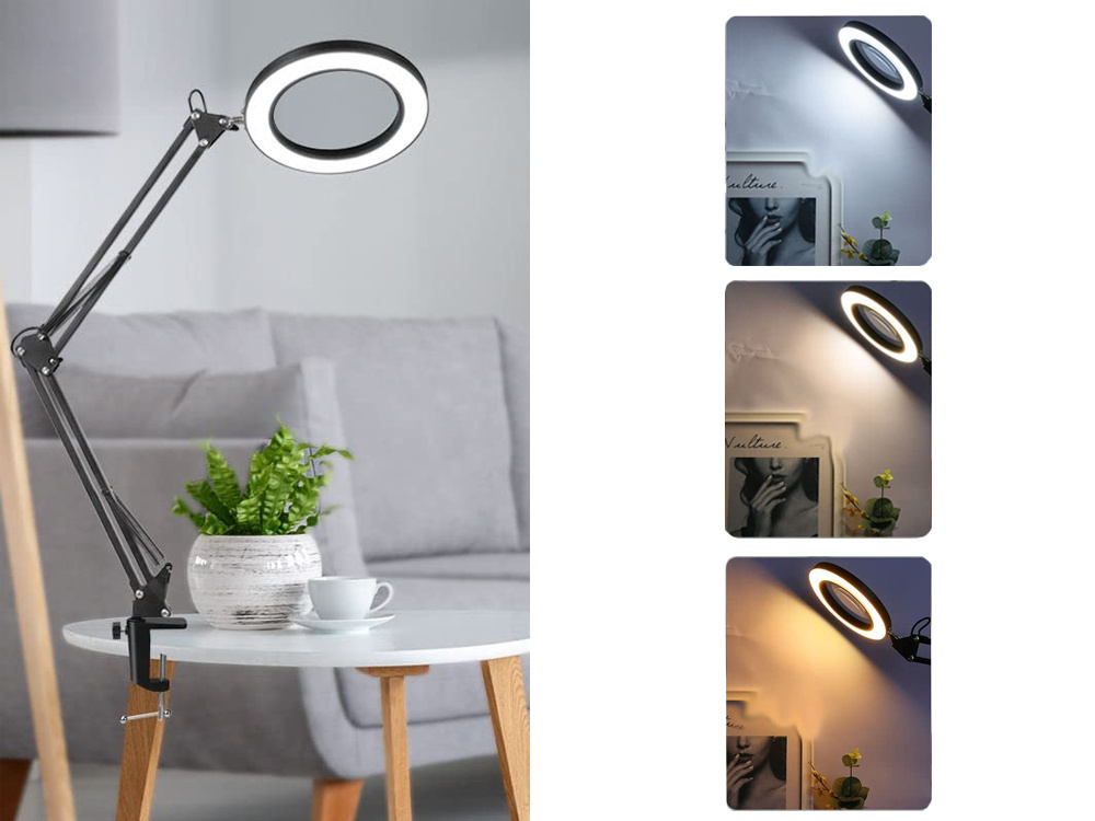 Kosmetinė lempa su didinamuoju stiklu, 54 led, 16 cm