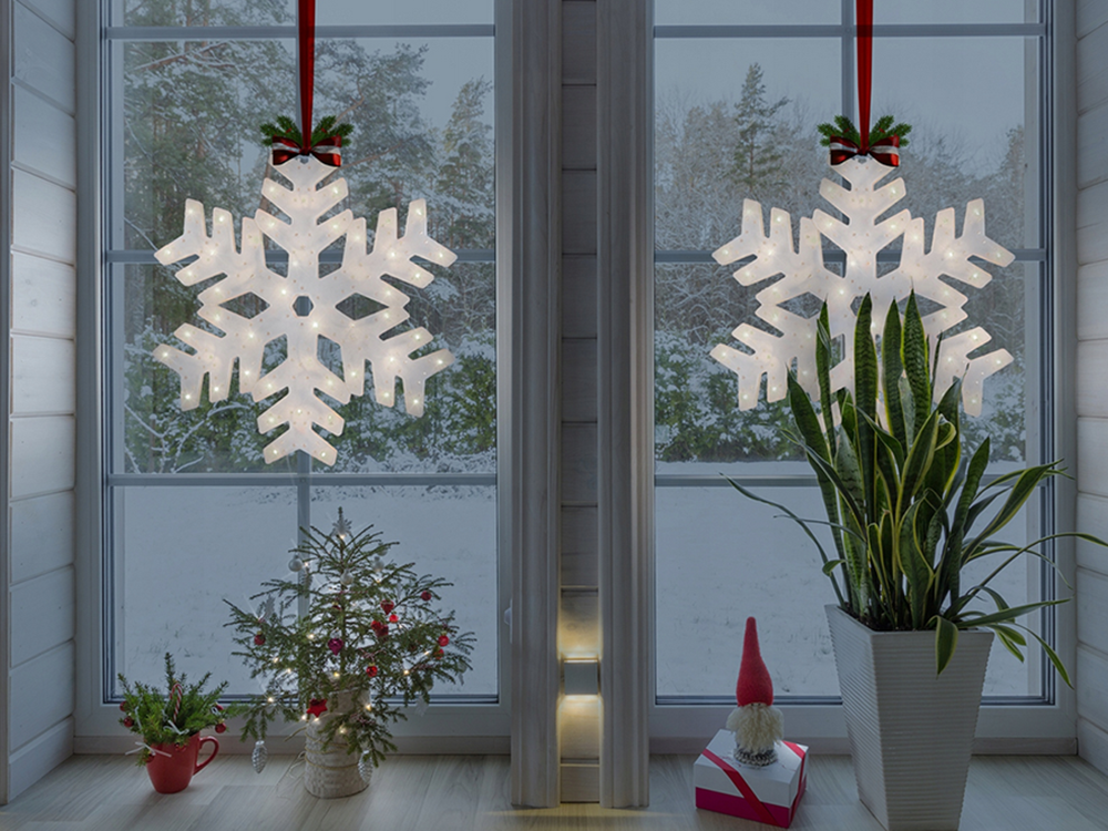 Led langų dekoracija snaigė 40 cm
