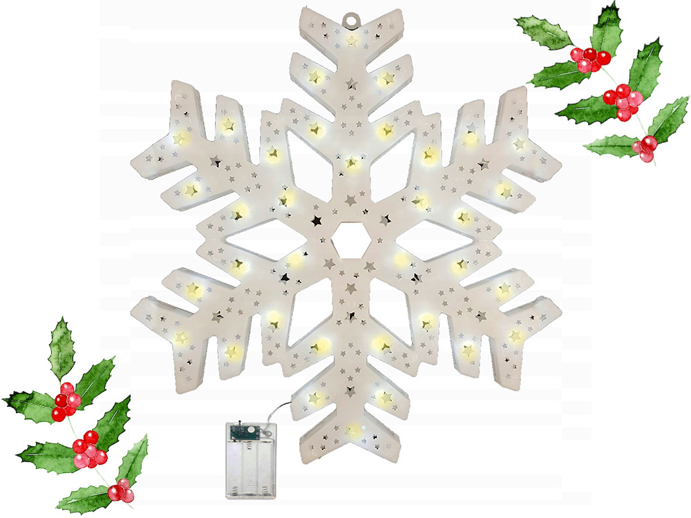 Led langų dekoracija snaigė 40 cm