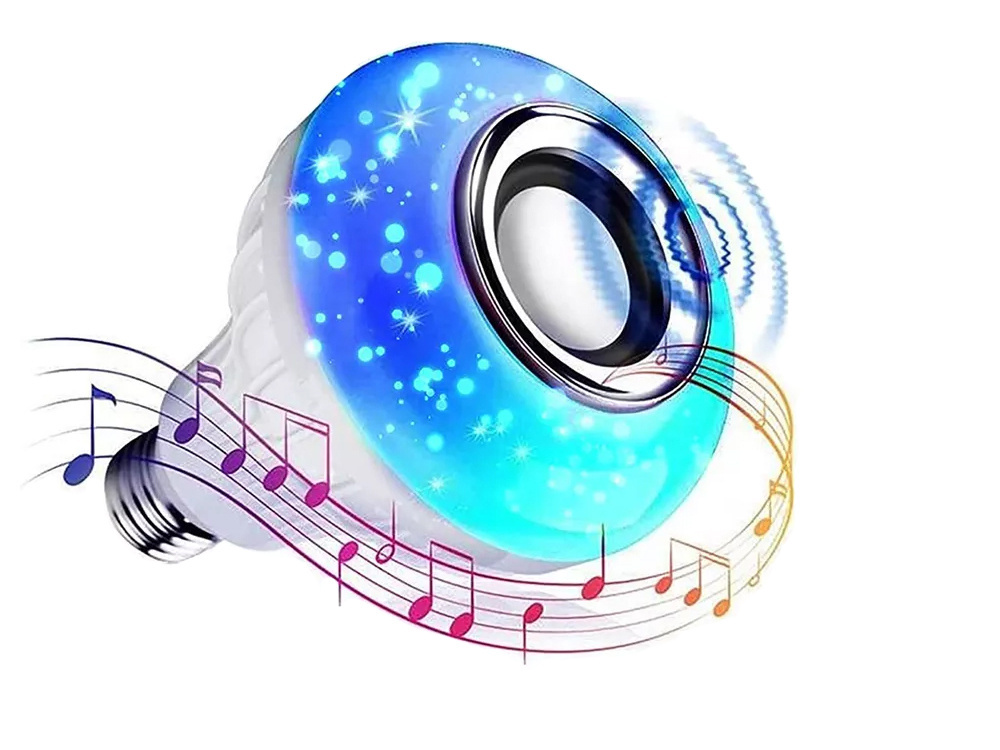 Led lemputė rgb su bluetooth garsiakalbiu ir nuotoliniu valdymu