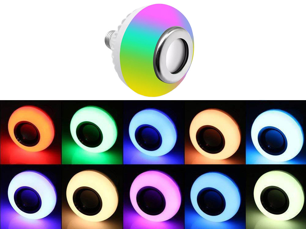 Led lemputė rgb su bluetooth garsiakalbiu ir nuotoliniu valdymu 3