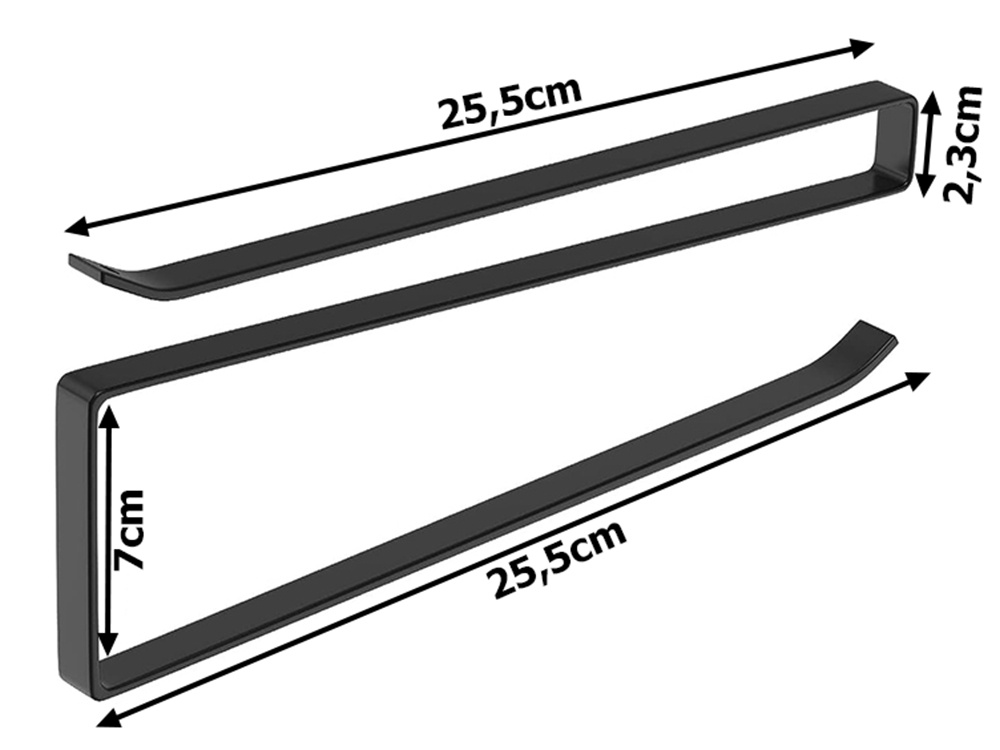 Metalinis virtuvinis rankšluosčių laikiklis, juodas, 25,5 cm