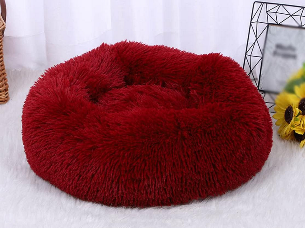 Plušinis guolis šunims ir katėms, 100 cm, bordo