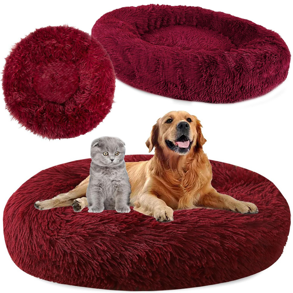Plušinis guolis šunims ir katėms, 100 cm, bordo