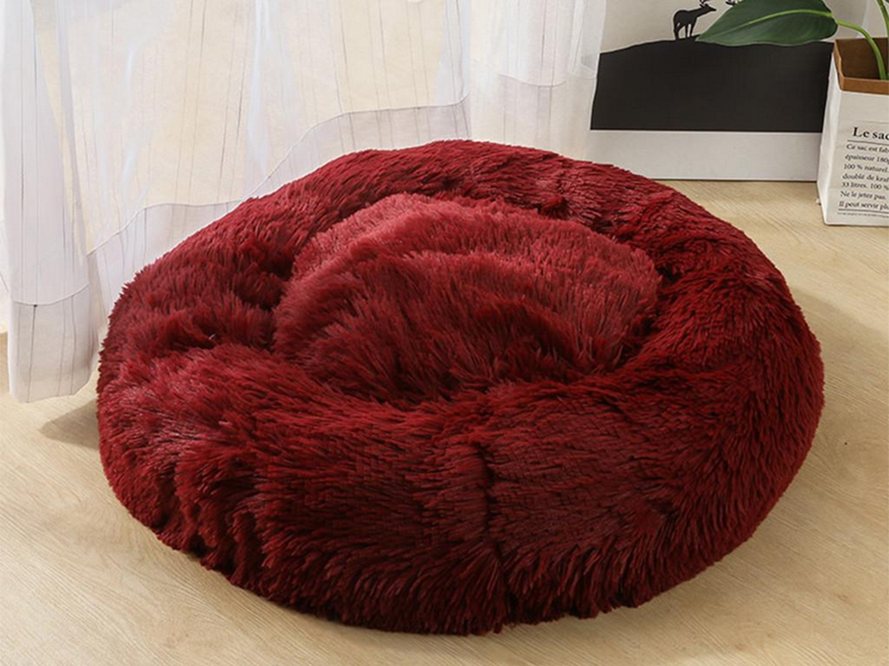 Plušinis guolis šunims ir katėms, 100 cm, bordo