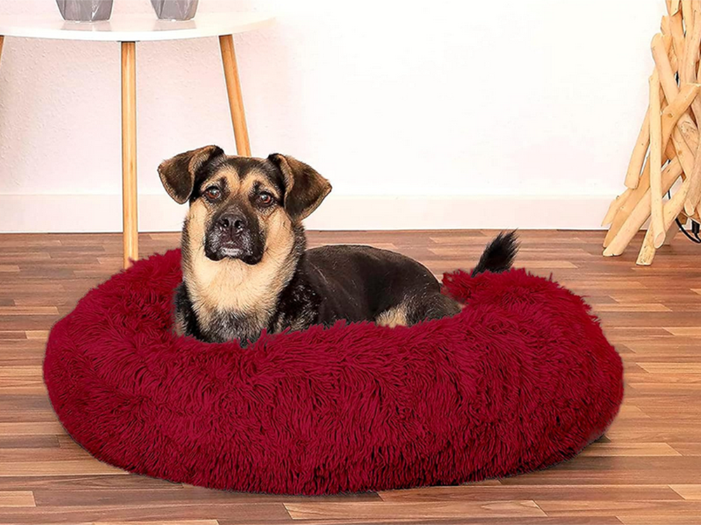 Plušinis guolis šunims ir katėms, 100 cm, bordo