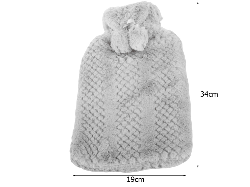 Guminis termoforas su užvalkalu, 2 l, pilkas, 34x19 cm