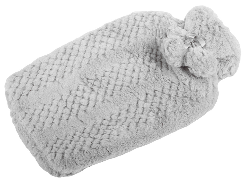 Guminis termoforas su užvalkalu, 2 l, pilkas, 34x19 cm