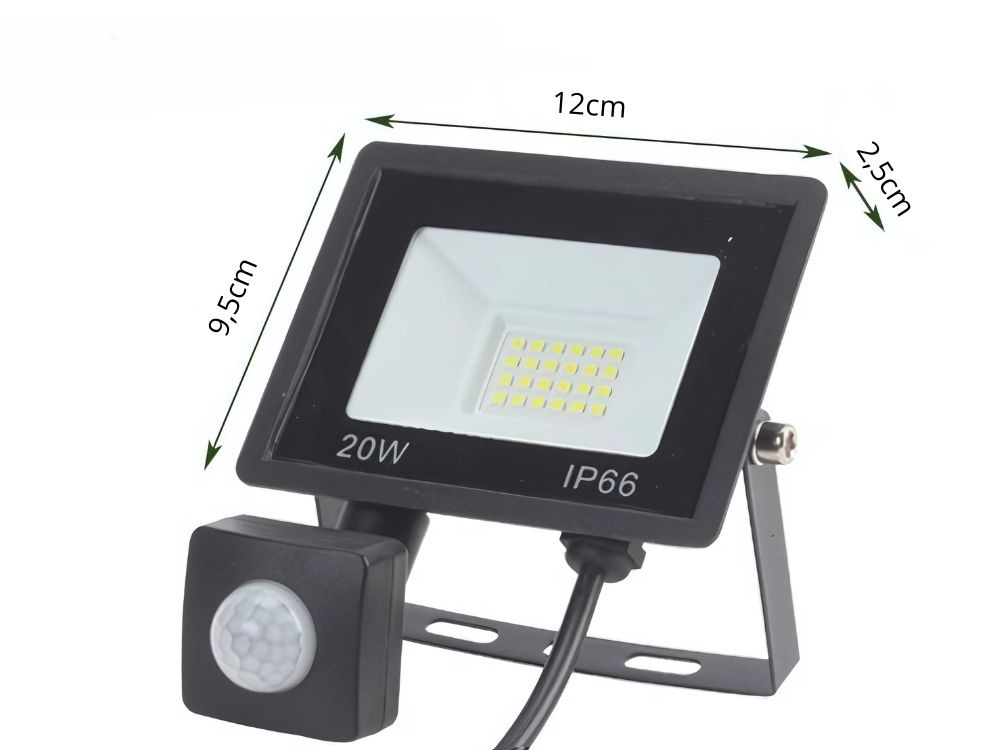 Led šviestuvas su judesio jutikliu 20w 6000k ip66