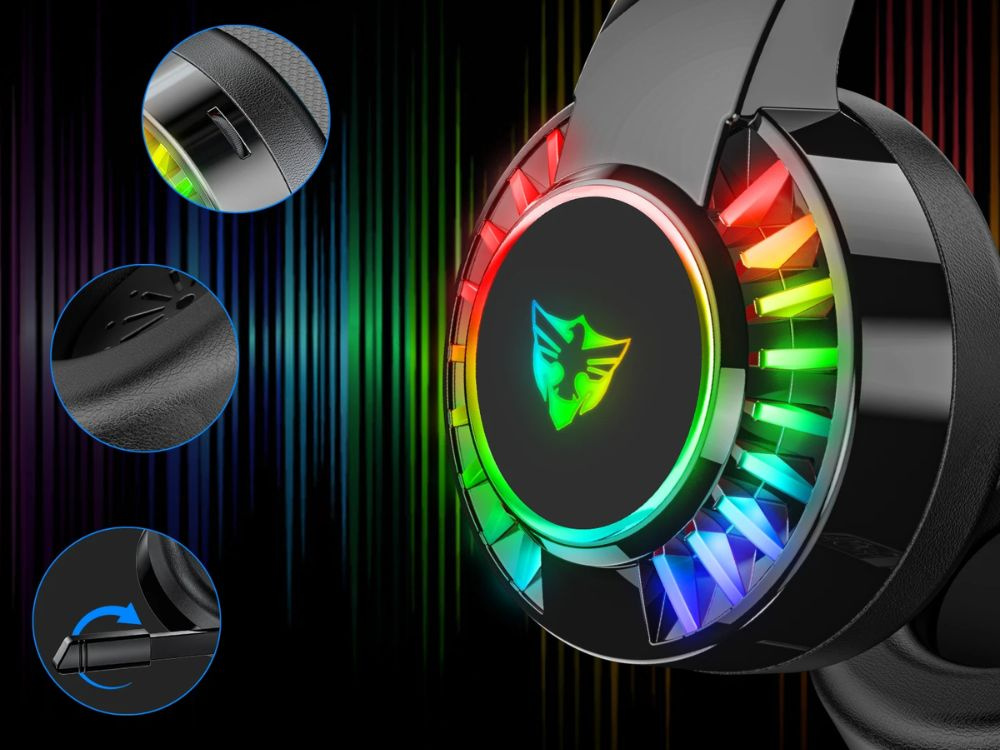 Žaidimų ausinės 7.1 rgb su mikrofonu