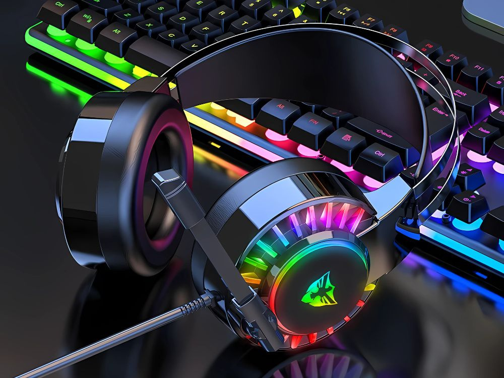 Žaidimų ausinės 7.1 rgb su mikrofonu