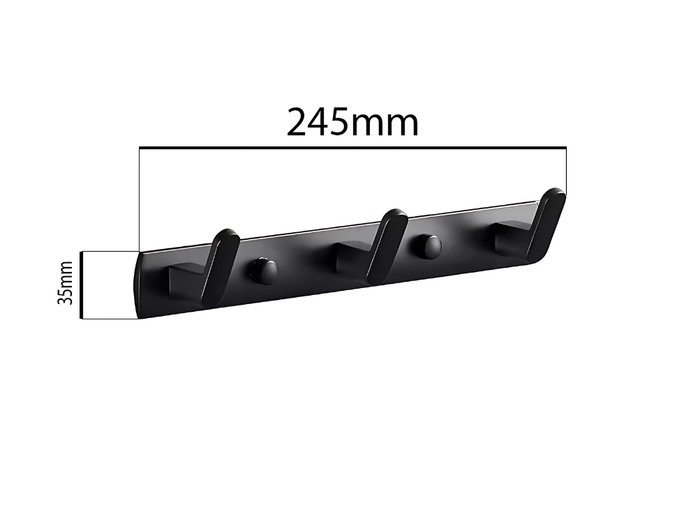 Drabužių ir rankšluosčių kabykla, juoda, 24,5 cm