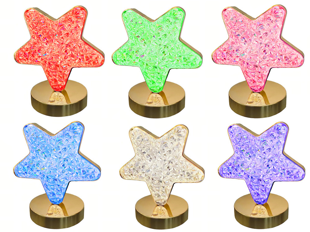 Naktinė stalinė lempa su kristalų efektu, rgb apšvietimas, 17 cm