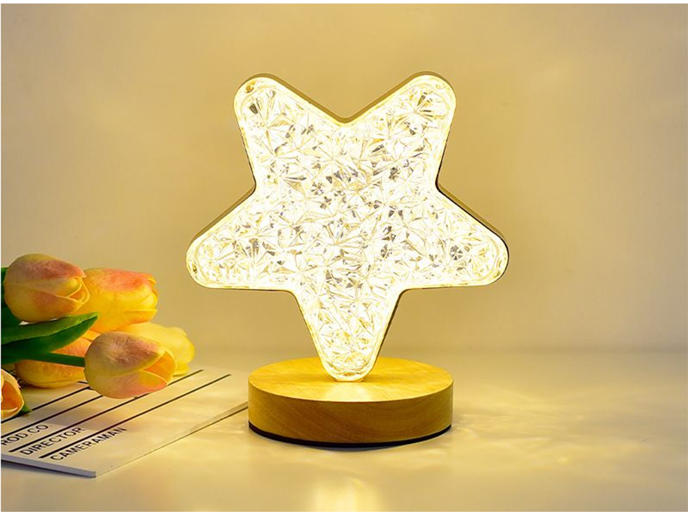 Naktinė stalinė lempa su kristalų efektu, rgb apšvietimas, 17 cm
