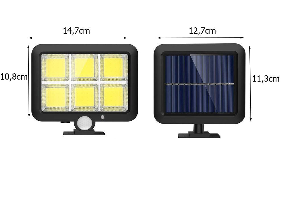 Saulės lempa su judesio ir prieblandos jutikliais, 120 led