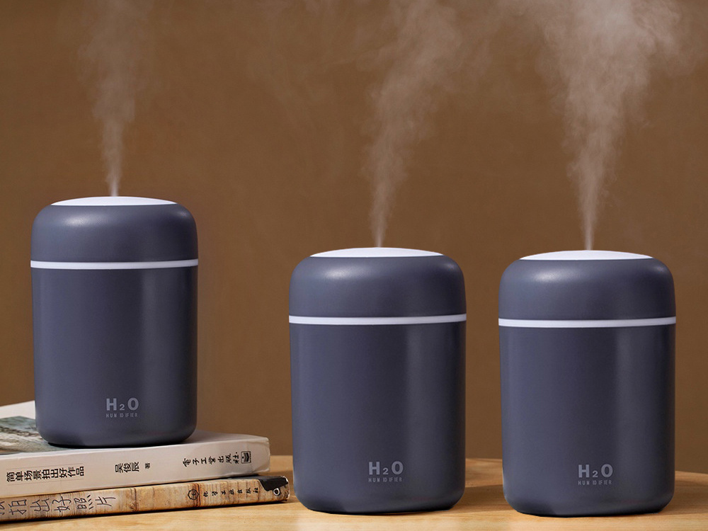 Oro drėkintuvas su aromaterapijos funkcija, 300 ml, usb, pilkas