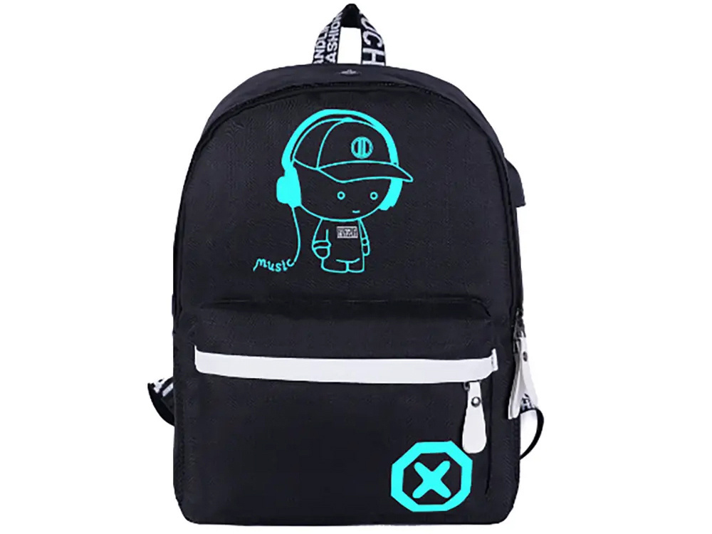 Muzikinė kuprinė su usb jungtimi ir atšvaitu, 40x32x15 cm