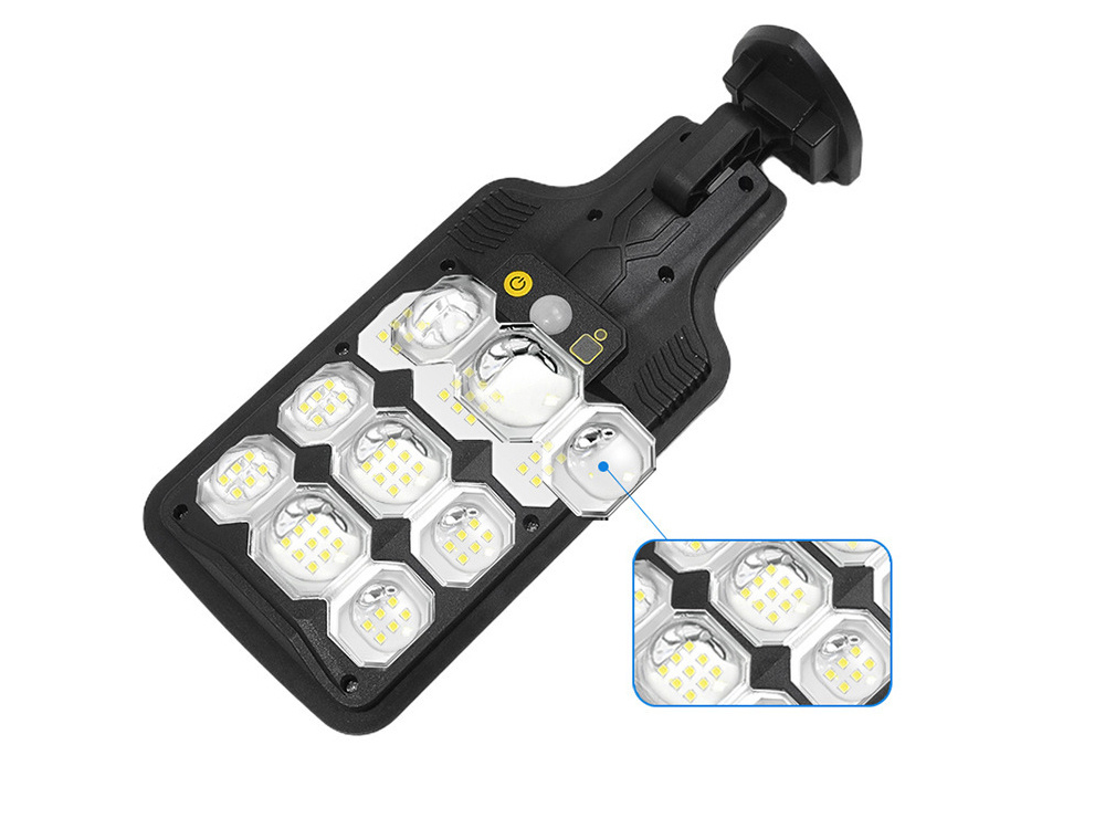 Saulės lempa su judesio ir šviesos jutikliais hs-8037-a, 63 led