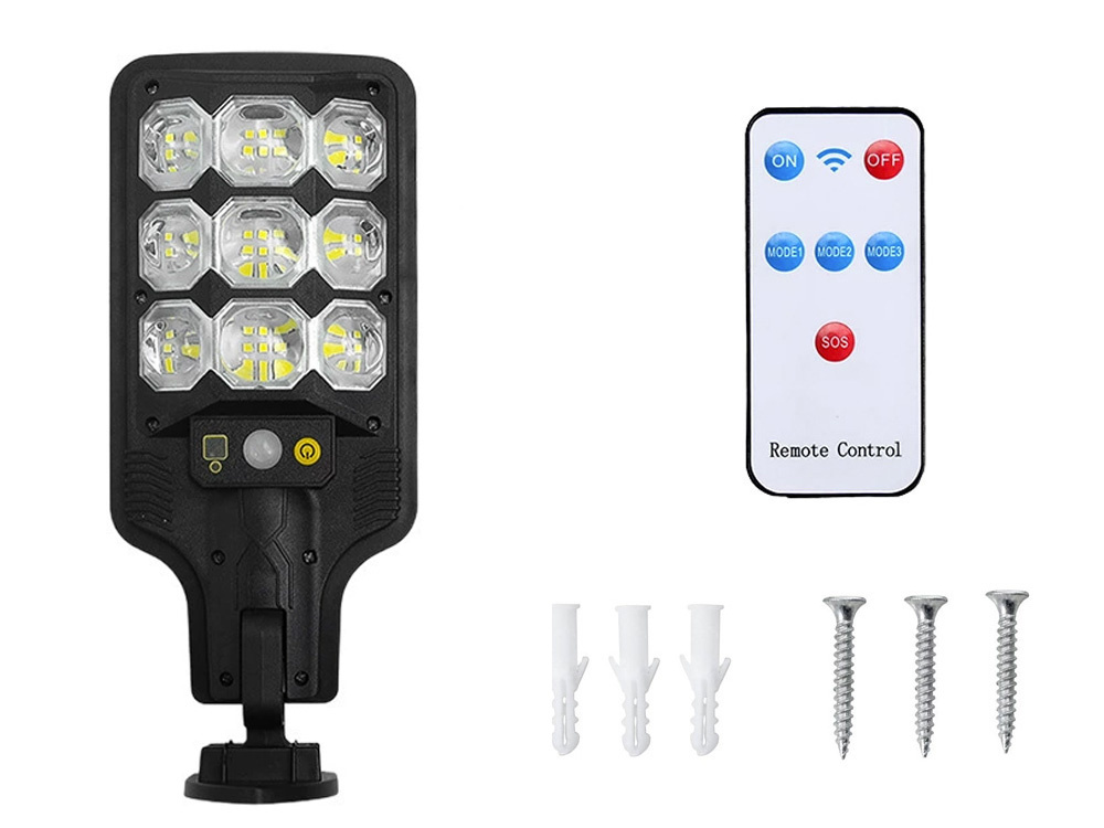 Saulės lempa su judesio ir šviesos jutikliais hs-8037-a, 63 led