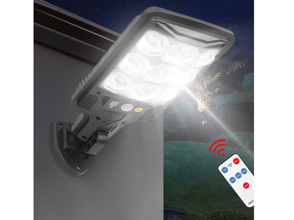 Saulės lempa su judesio ir šviesos jutikliais hs-8037-a, 63 led