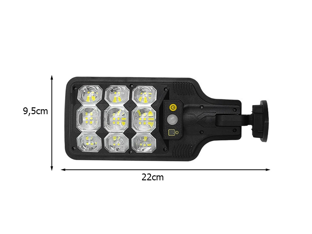 Saulės lempa su judesio ir šviesos jutikliais hs-8037-a, 63 led
