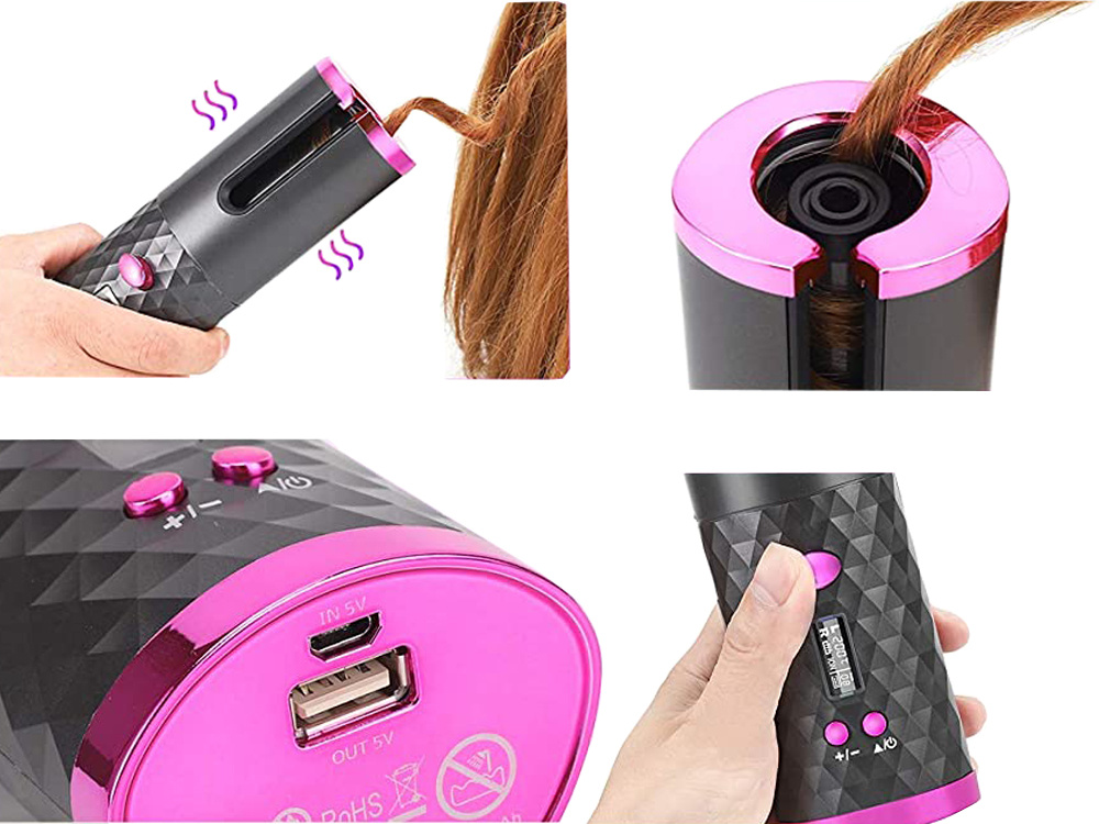 Automatinis plaukų garbanojimo aparatas lcd, 19 cm, 150-200 °c