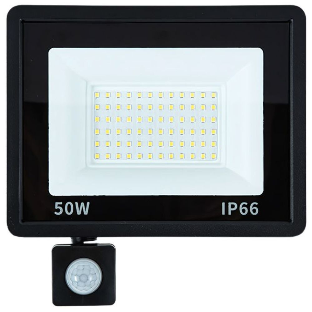 Led prožektorius su judesio ir šviesos jutikliu 50w 6000k ip66