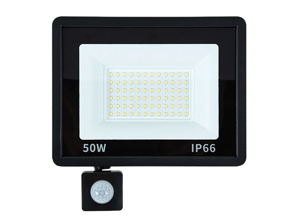 Led prožektorius su judesio ir šviesos jutikliu 50w 6000k ip66