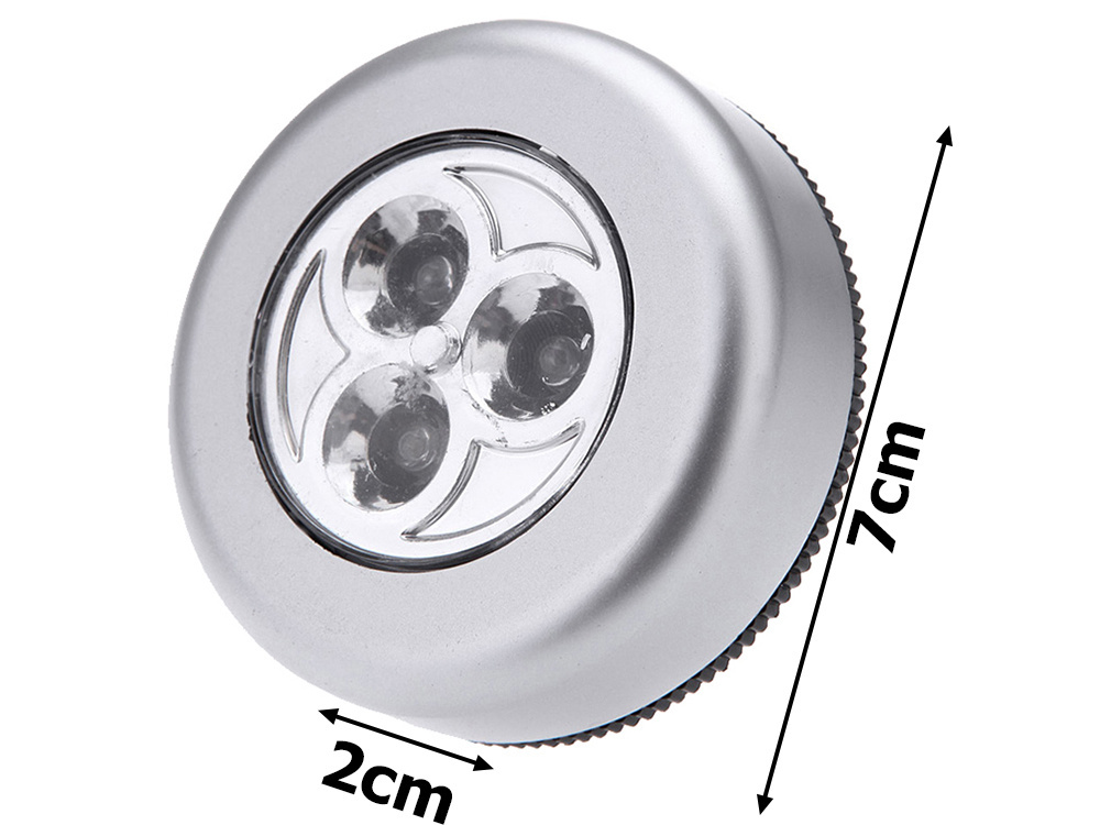 Belaidis led šviestuvas su jutikliu, 3 led, 7x2 cm