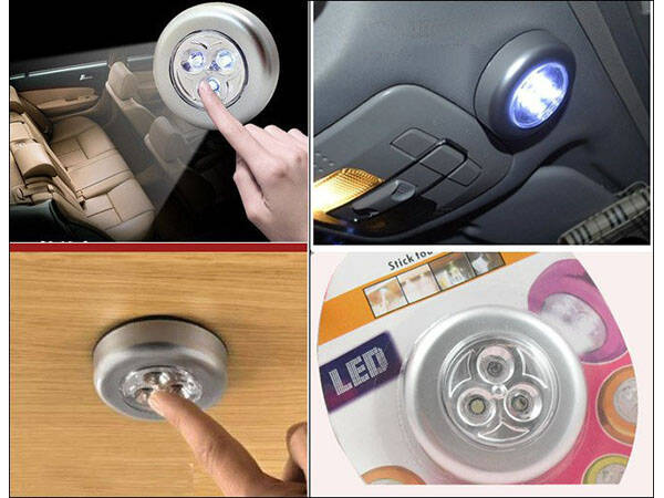 Belaidis led šviestuvas su jutikliu, 3 led, 7x2 cm