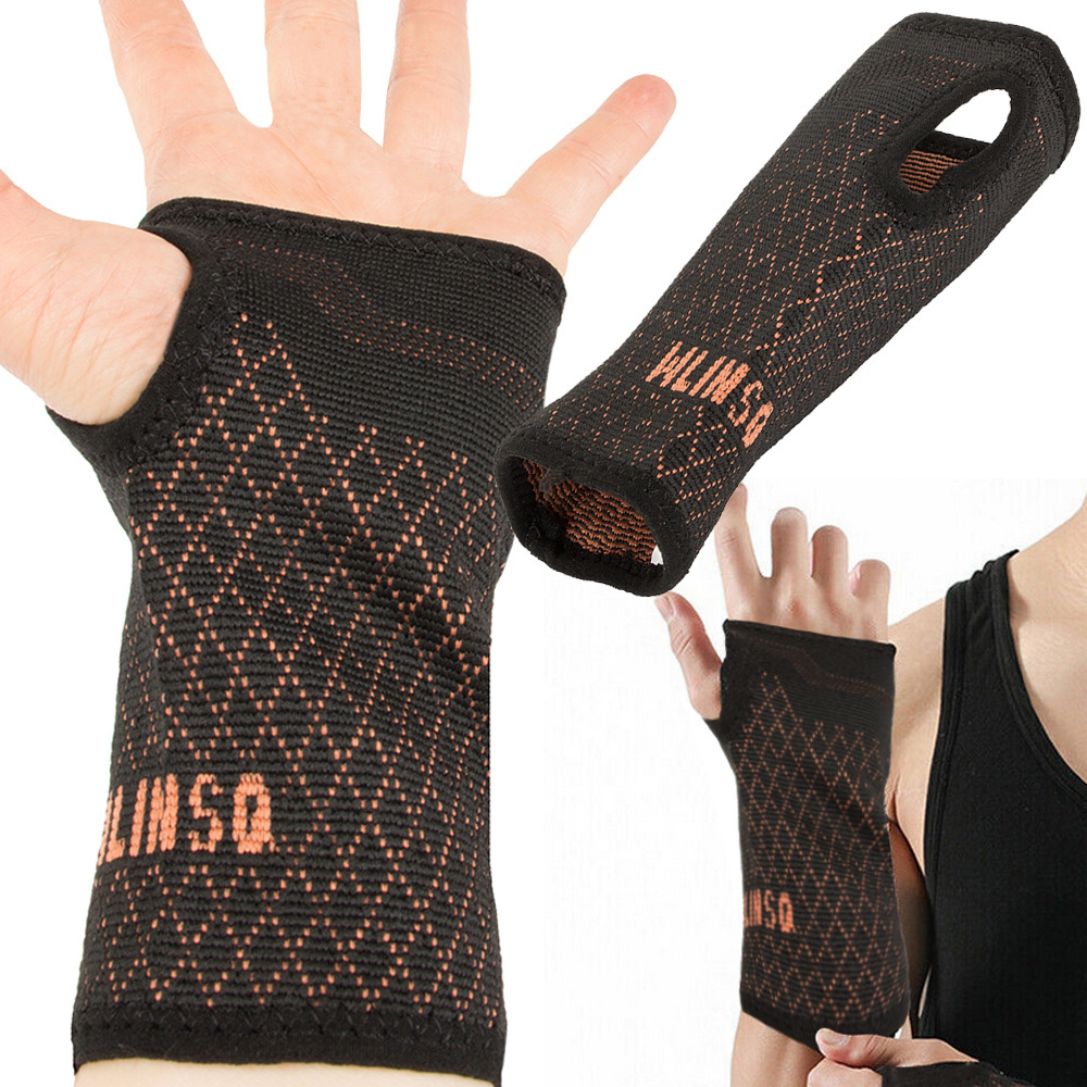 Elastingas riešo ir delno įtvaras su nykščio anga