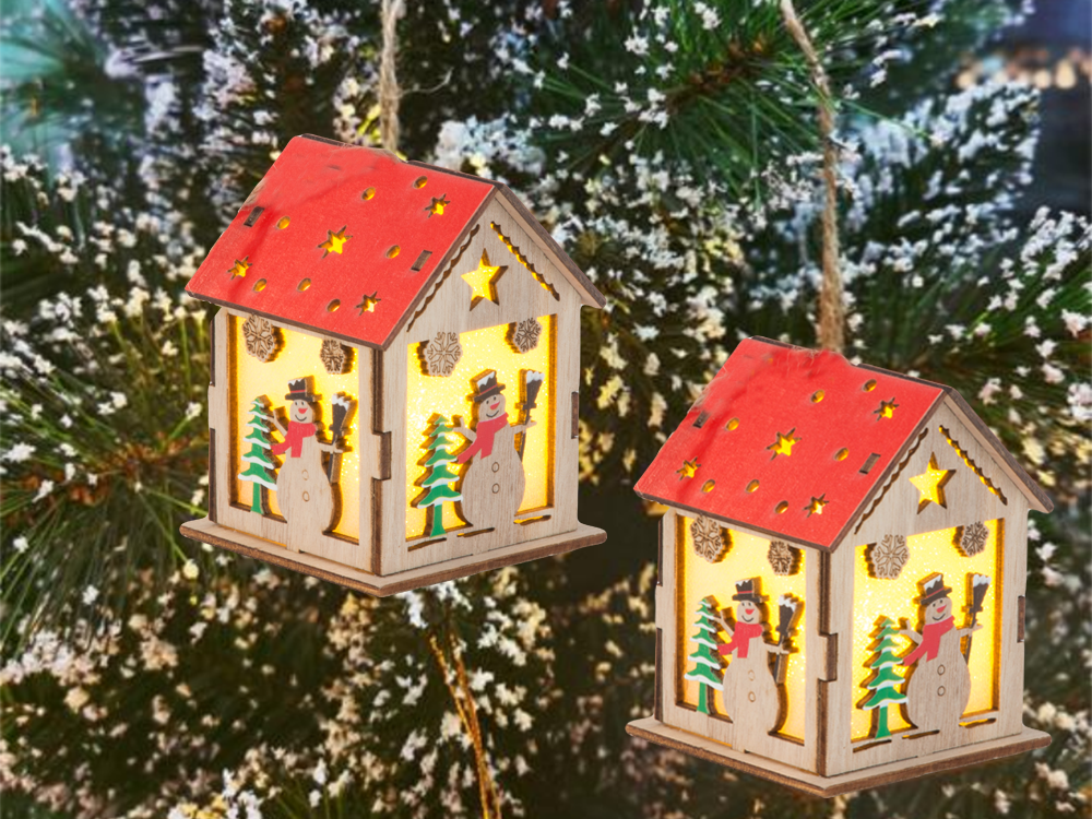Medinis kabantis žibintas su led apšvietimu, 9x7 cm