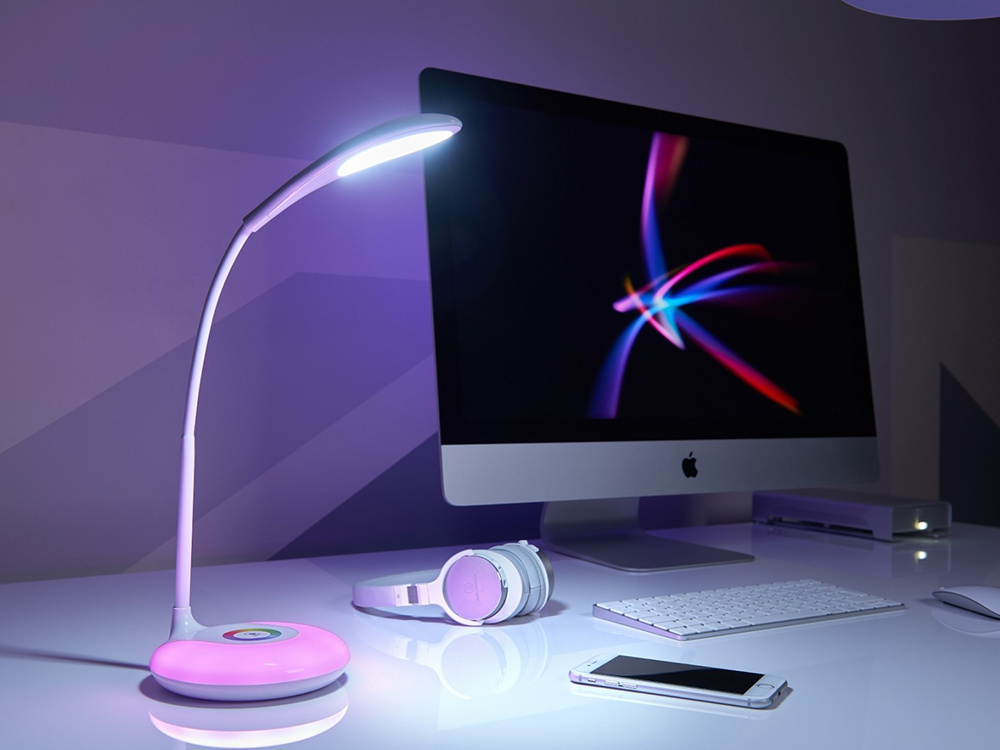 Biuro lempa su led rgb apšvietimu ir 256 spalvomis