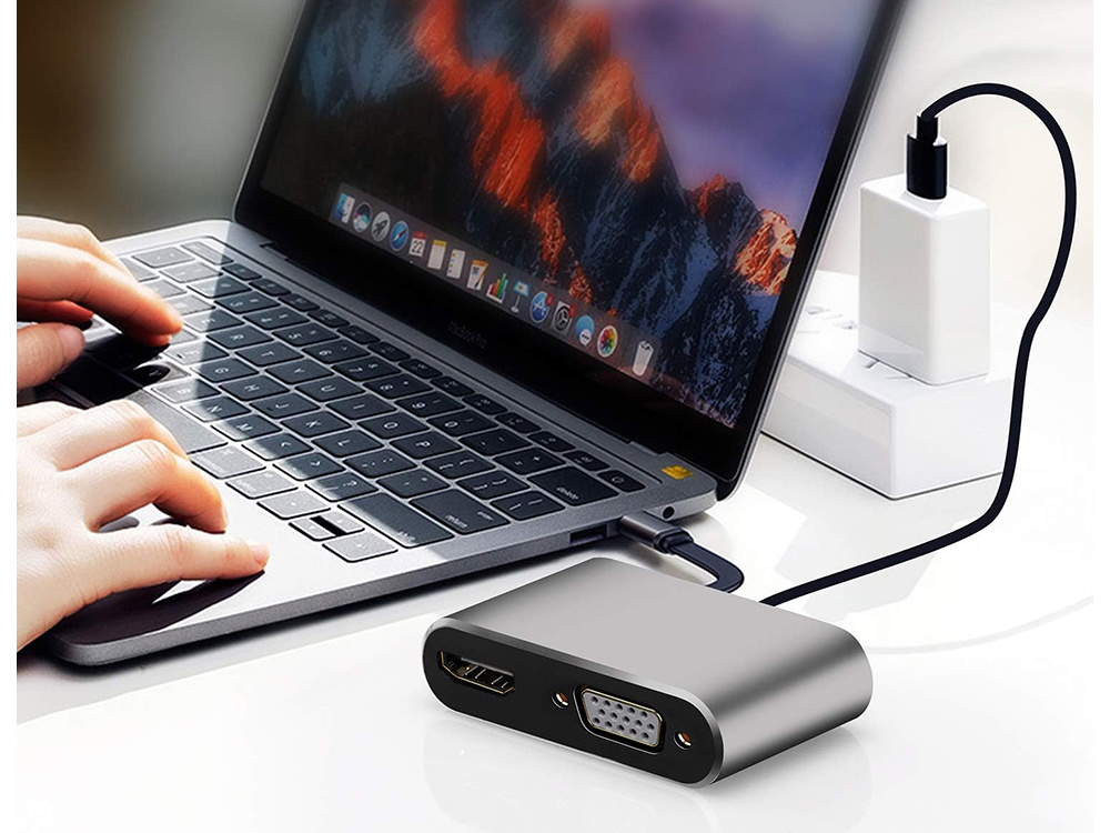 Adapteris usb-c į hdmi 4k vga usb 3.0