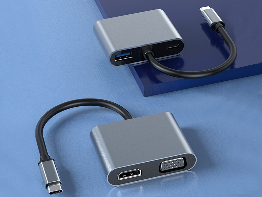 Adapteris usb-c į hdmi 4k vga usb 3.0