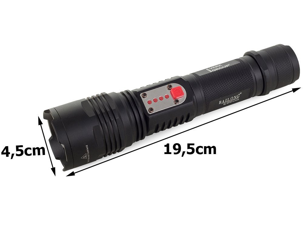 Žibintuvėlis bailong w767 su cree xm-l t6 dioda ir usb įkrovimu