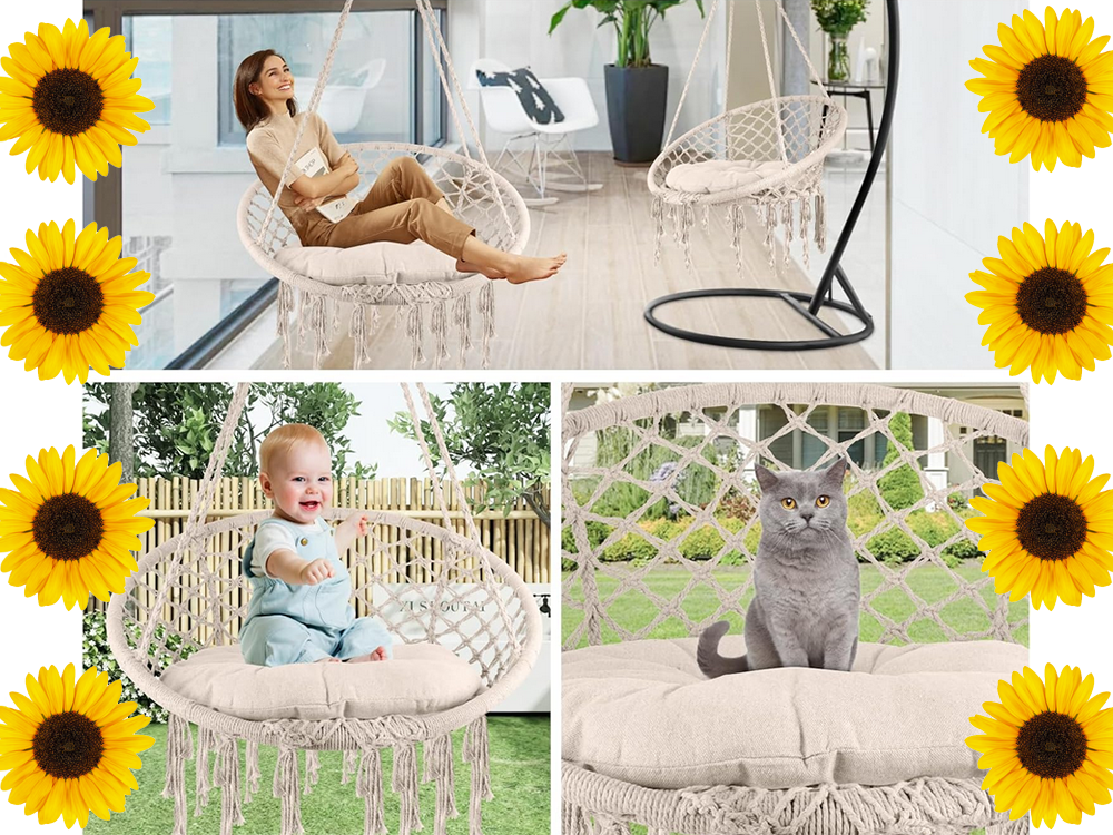 Krėslas hamakas 80 cm boho stilius