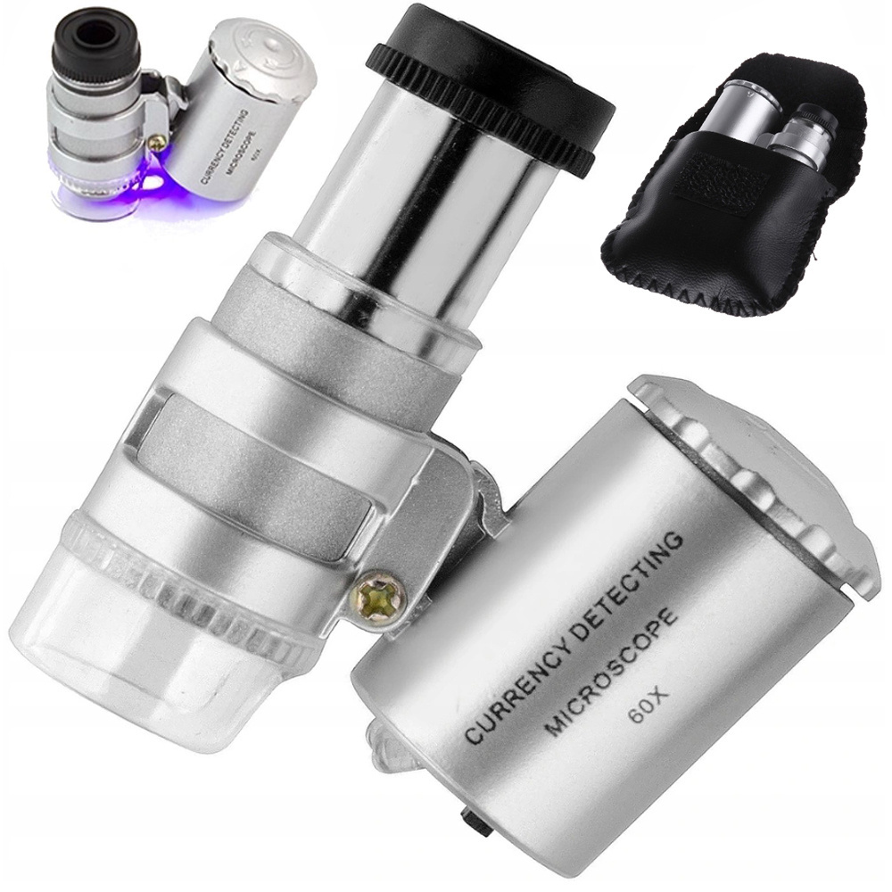 Kišeninis mikroskopas su led ir uv apšvietimu, 60x