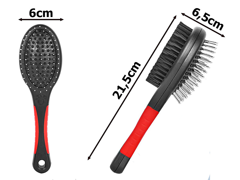 Šepetys gyvūnų kailiui dvipusis, 21,5 cm